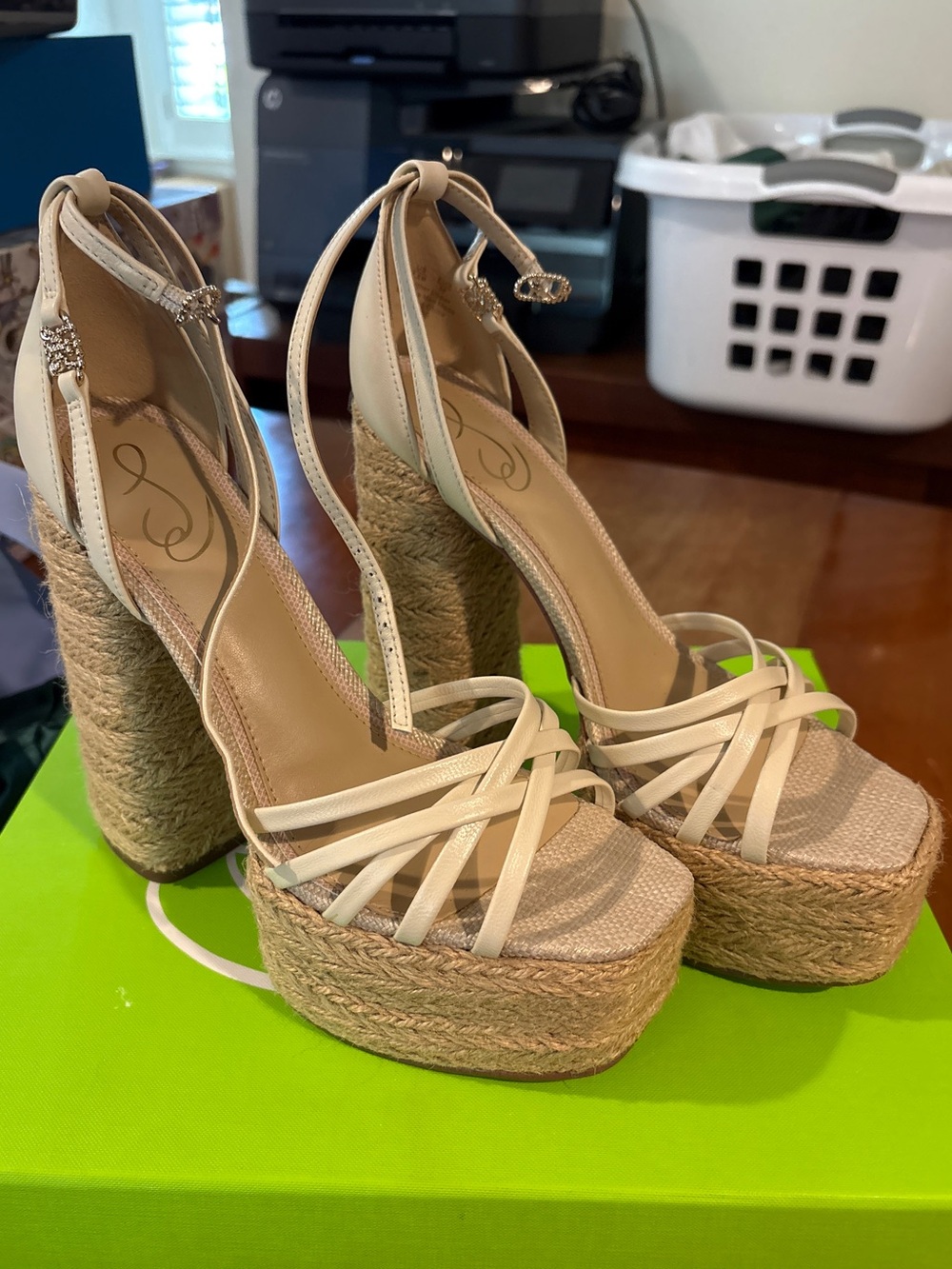 Sam Edelman Kade Ivory Leather Wedge Heels
